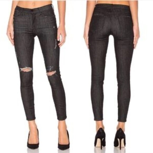 Frame Women’s Size 25 Washed Black Skinny de Jeanne Distressed Stretch Jeans - Picture 1 of 12